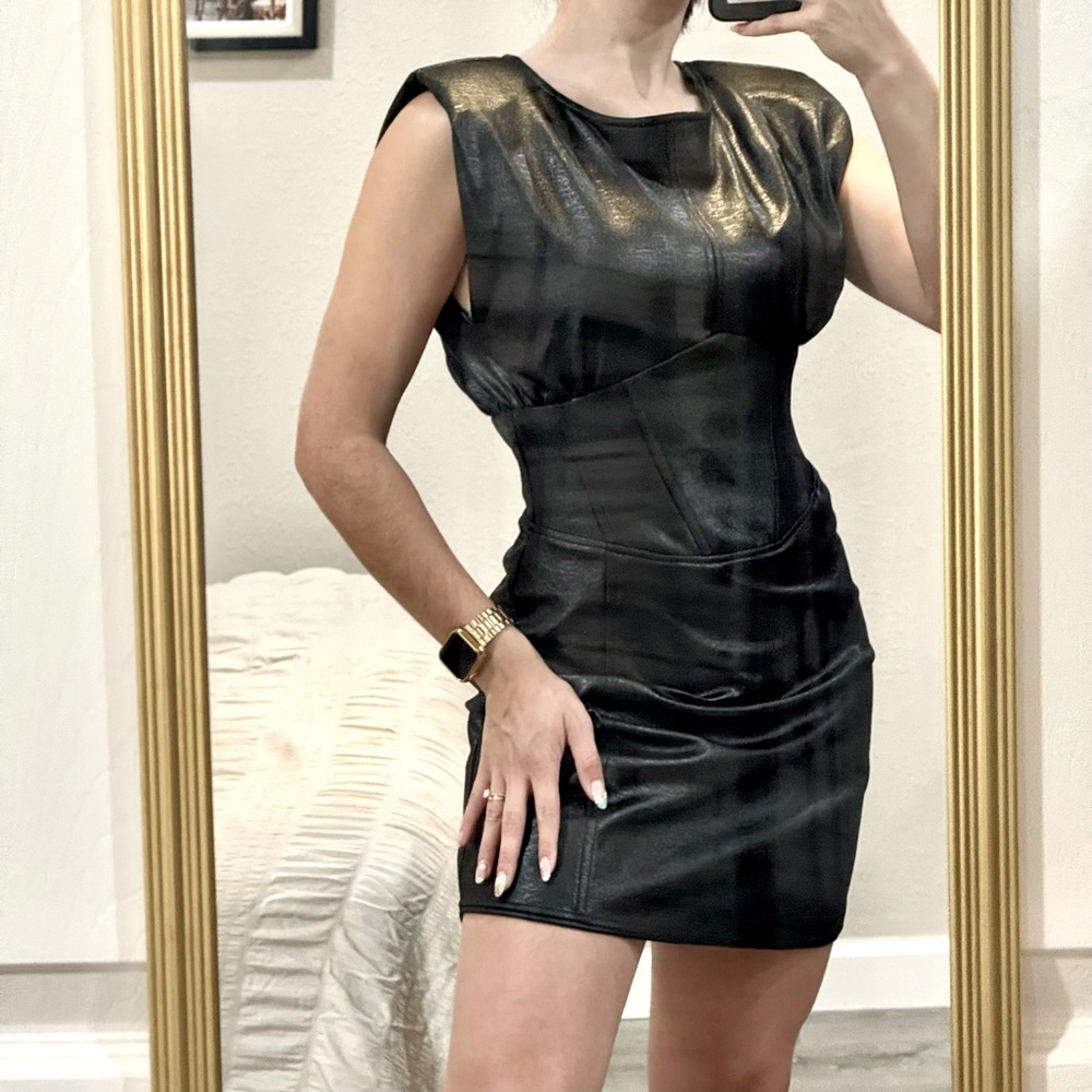 OPEN black corset dress